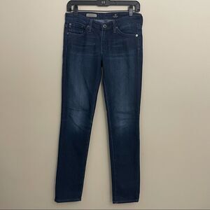ADRIANO GOLDSHMIED THE STILT CIGARETTE BLUE DARK WASHED JEANS whiskered SZ 26R‎